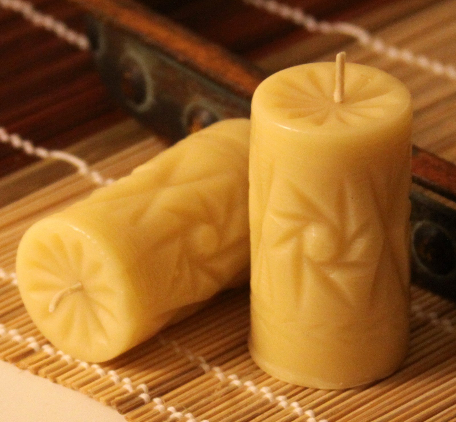(2) Handmade 100% Pure Beeswax Candle Crystal Shape 100% Cotton Wick