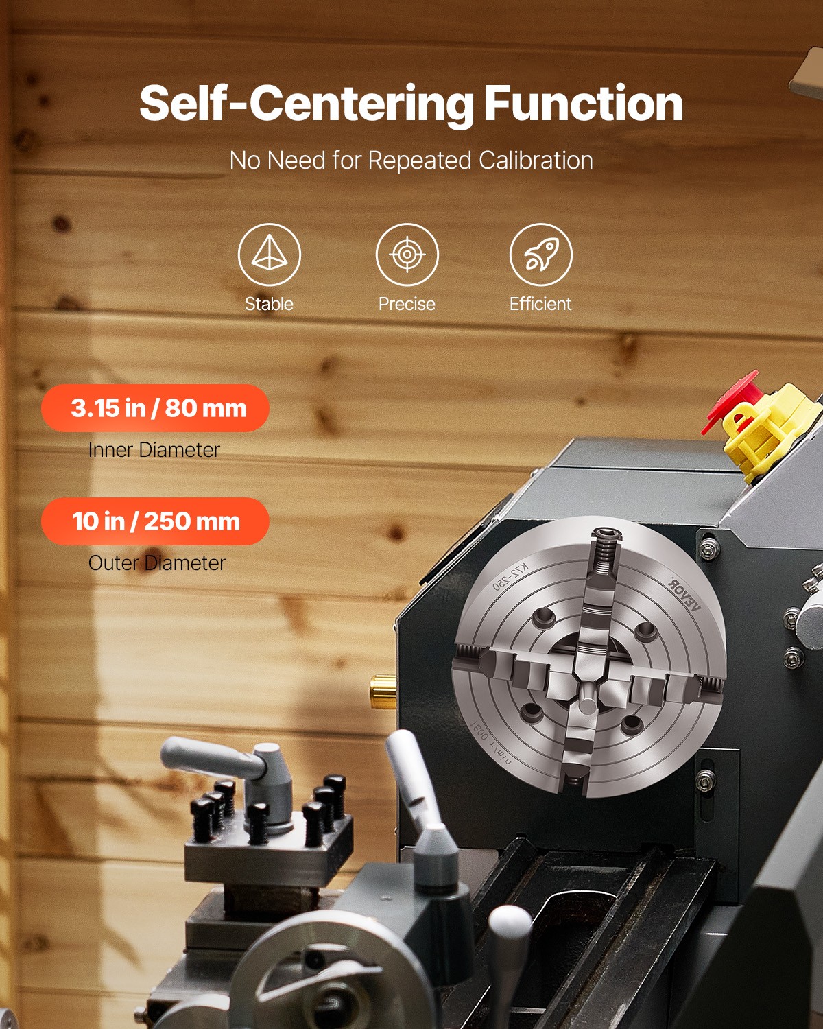 VEVOR 10 Inch 4-Jaw Self-Centering Lathe Chuck for Drilling Milling Machine