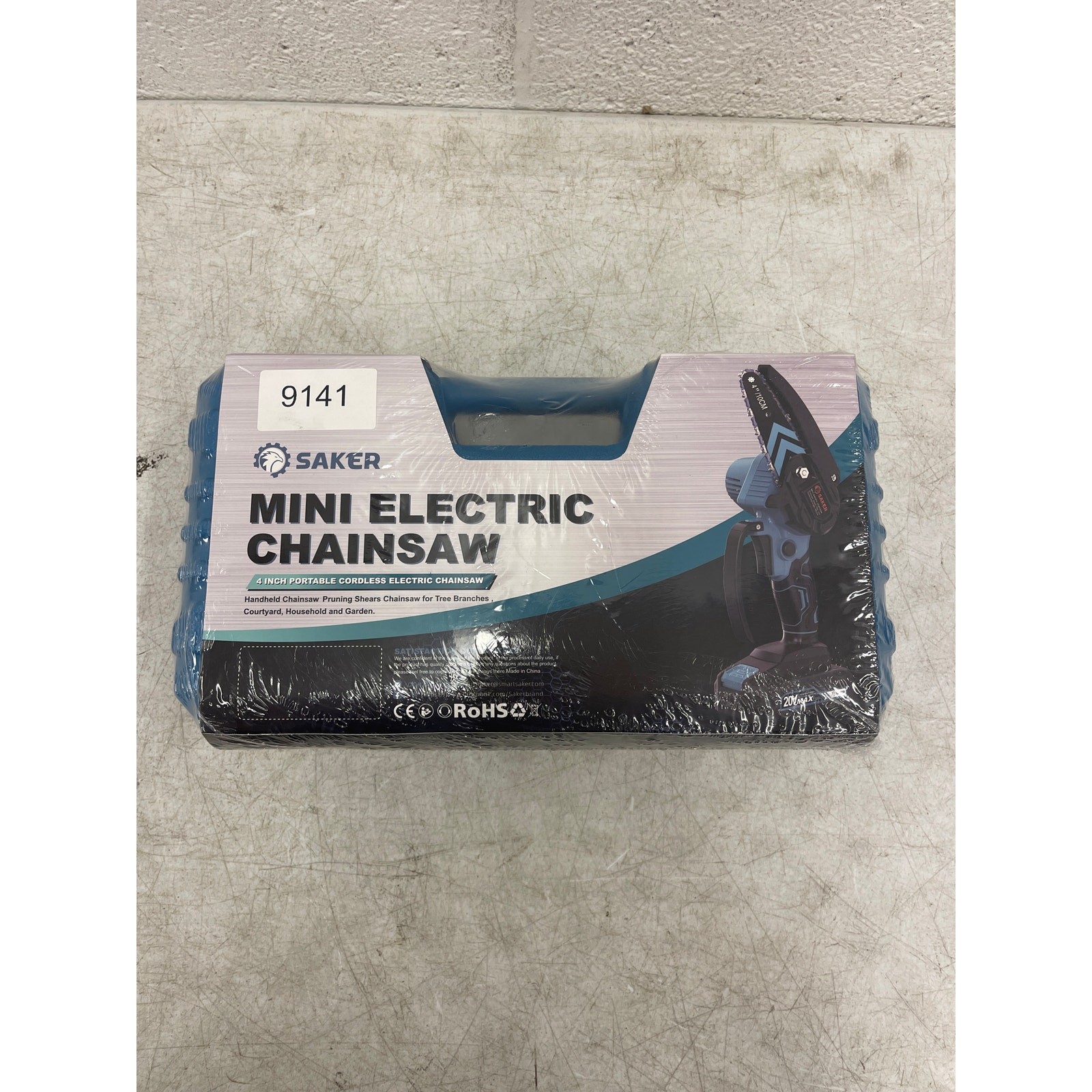 Saker 4" Mini Chainsaw w 2 Batteries & Charger Portable Electric Cordless- Blue