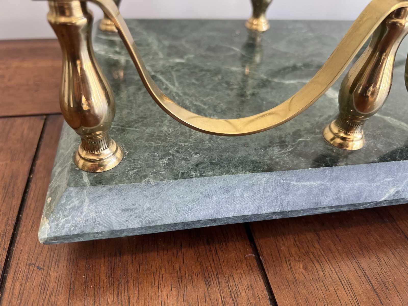 WINE Bottle RACK TRAY Magazine HOLDER Brass Marble BARWARE CHIC DUDE