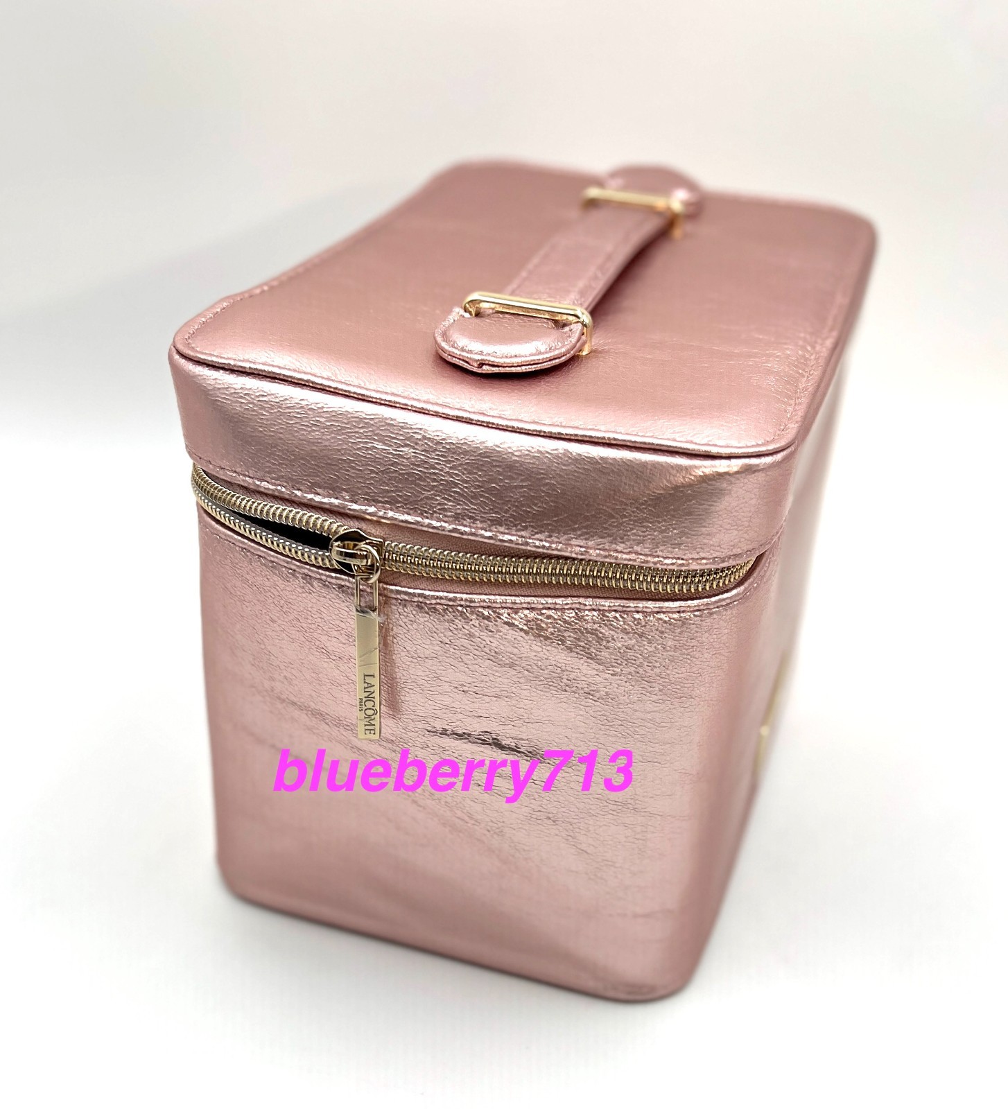 New! Lancome Makeup Bag Case Metallic Pink ~ 2025 limited Edition~ with Handle