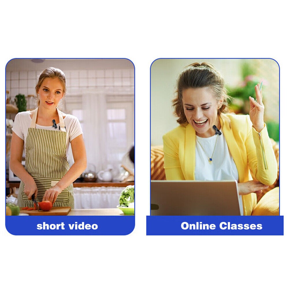 2 Pack For iPhone Lavalier Microphone Wireless Audio Video Recording Mini Mic