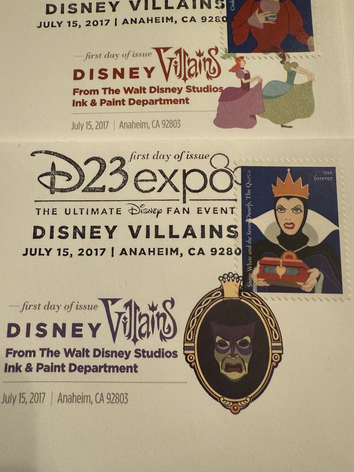 US Forever Stamps Disney Villains (set of 10) 2017 D23 Expo 1st day of issue
