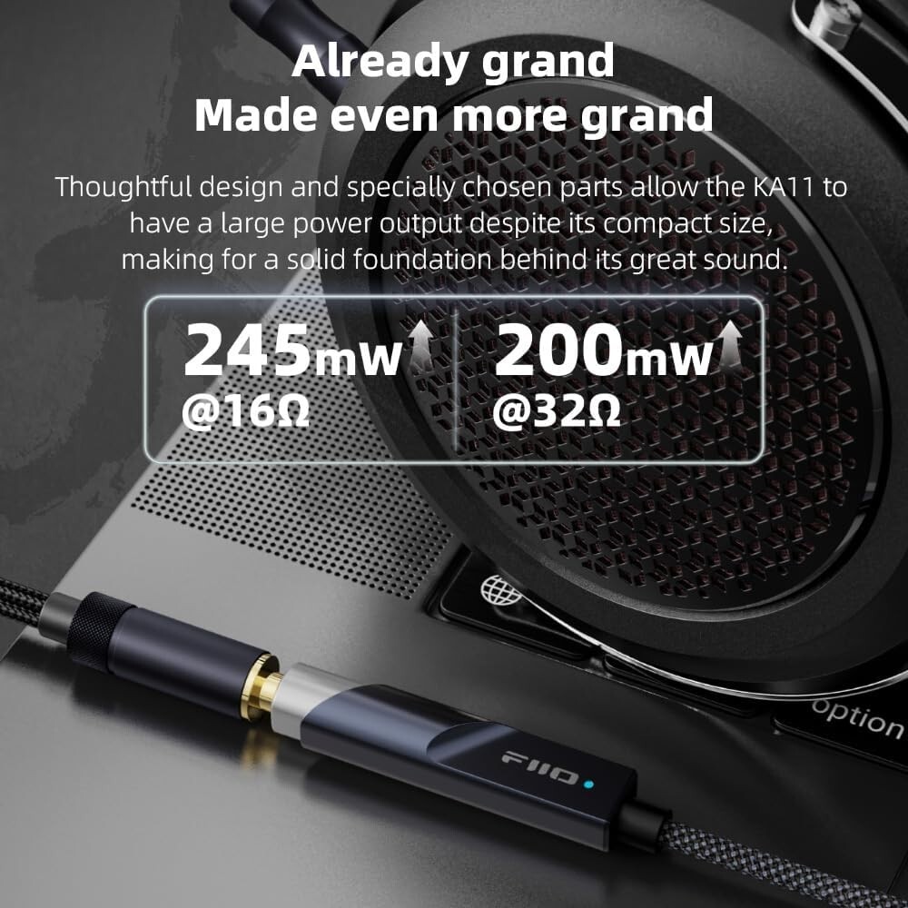 FiiO KA11 USB C to 3.5mm Audio Adapter 32bit/384KHz USBDAC Amp( Silver, Type-C )