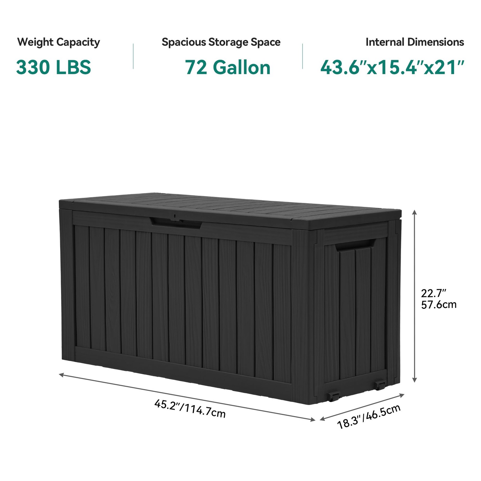 Caja De Cubierta 72 Galones Impermeable Para Patio Exterior Casa Almacenamiento