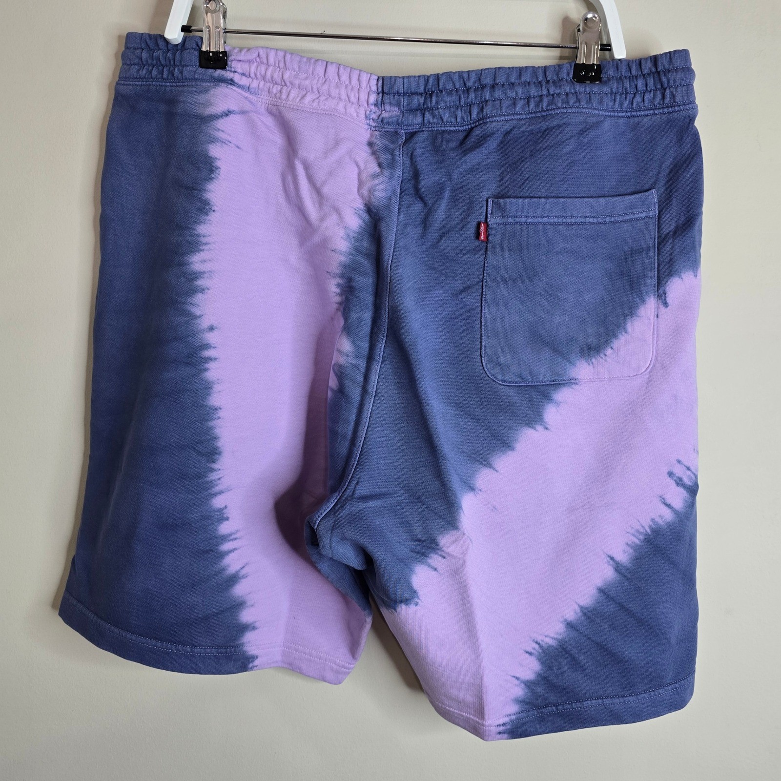 Levis Mens XL Tie Dye Sweat Shorts Purple Blue Fleece Red Tab NWT Relaxed Fit