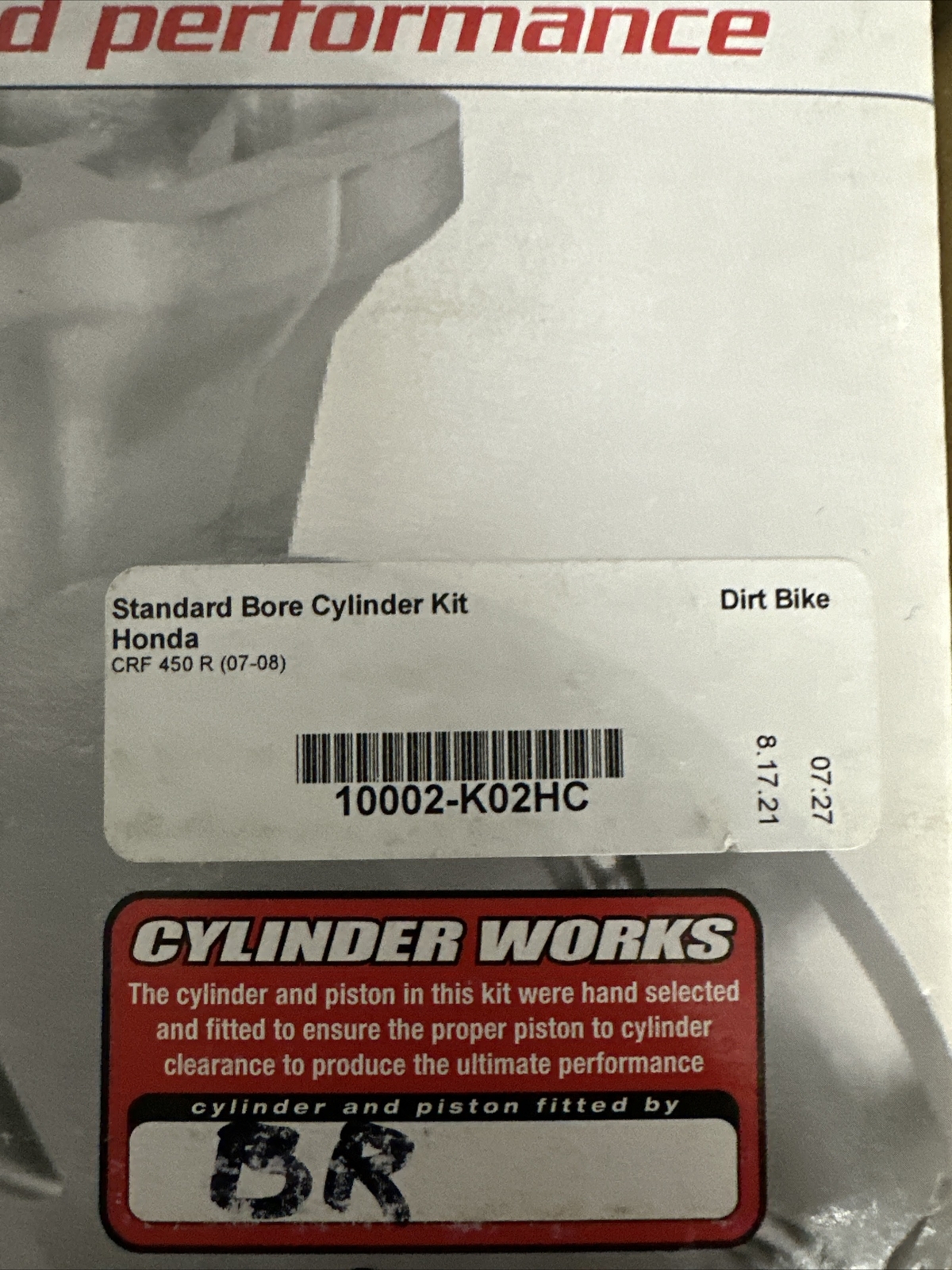 Cylinder Works 10002-K02HC Cylinder Kit High Compression Honda CRF450R 2007-08