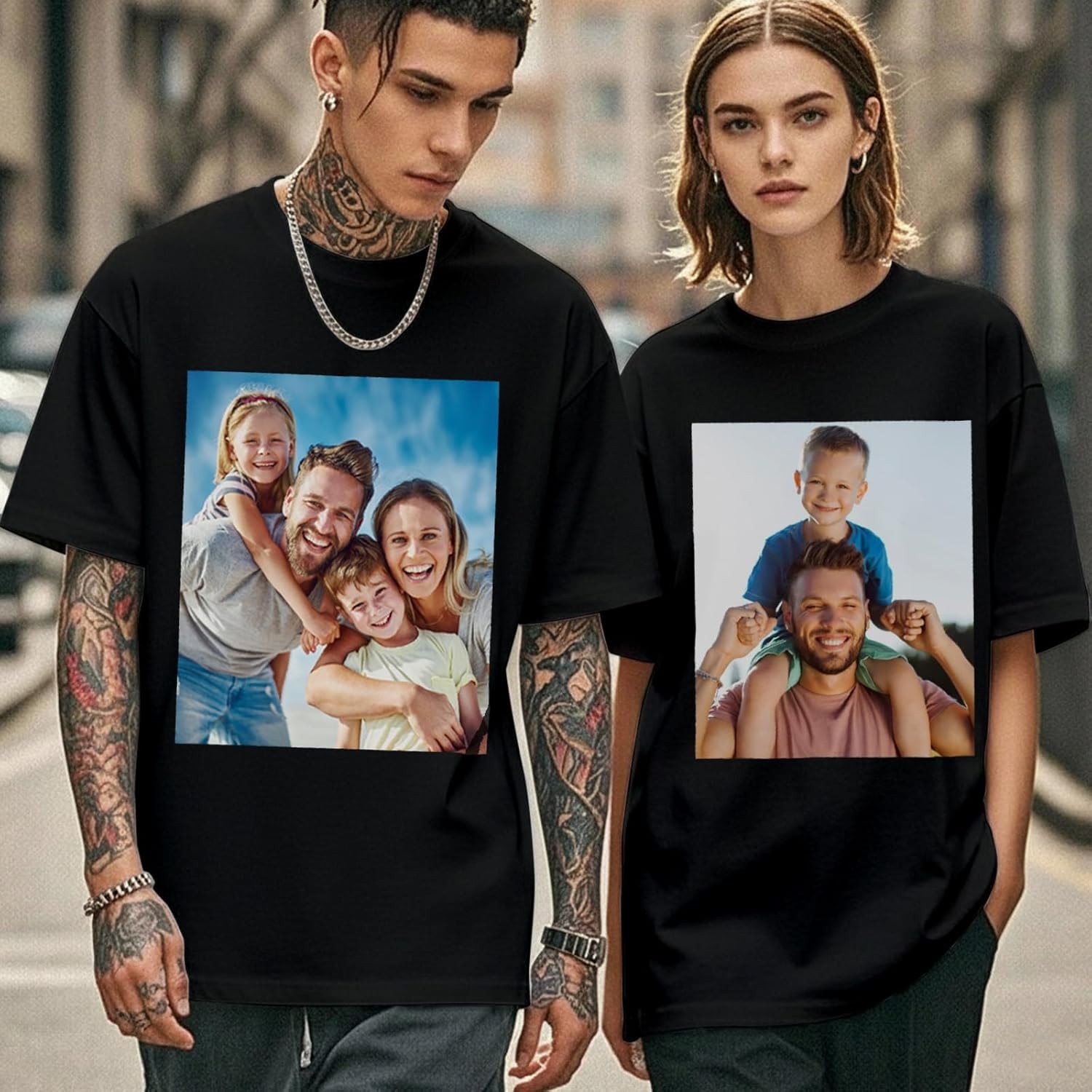 Personalized Custom Tee Front Back Chest Print Your Design Photo Logo Unisex