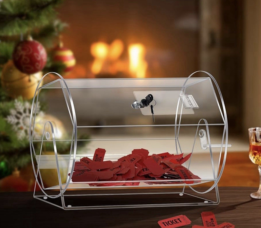 Raffle Drum Ticket Spinner Clear Acrylic Transparent Portable Lightweight New