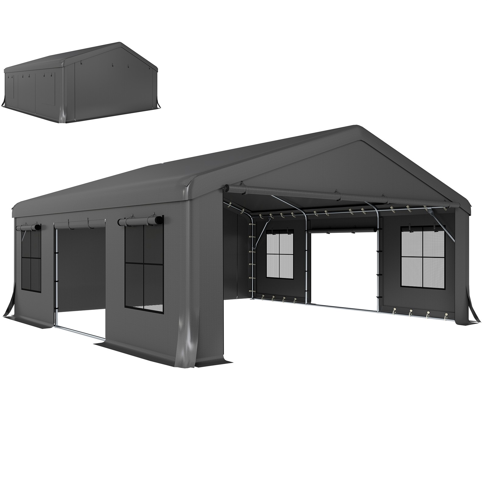 20' x 20' Heavy Duty Carport Portable Garage, Dark Gray