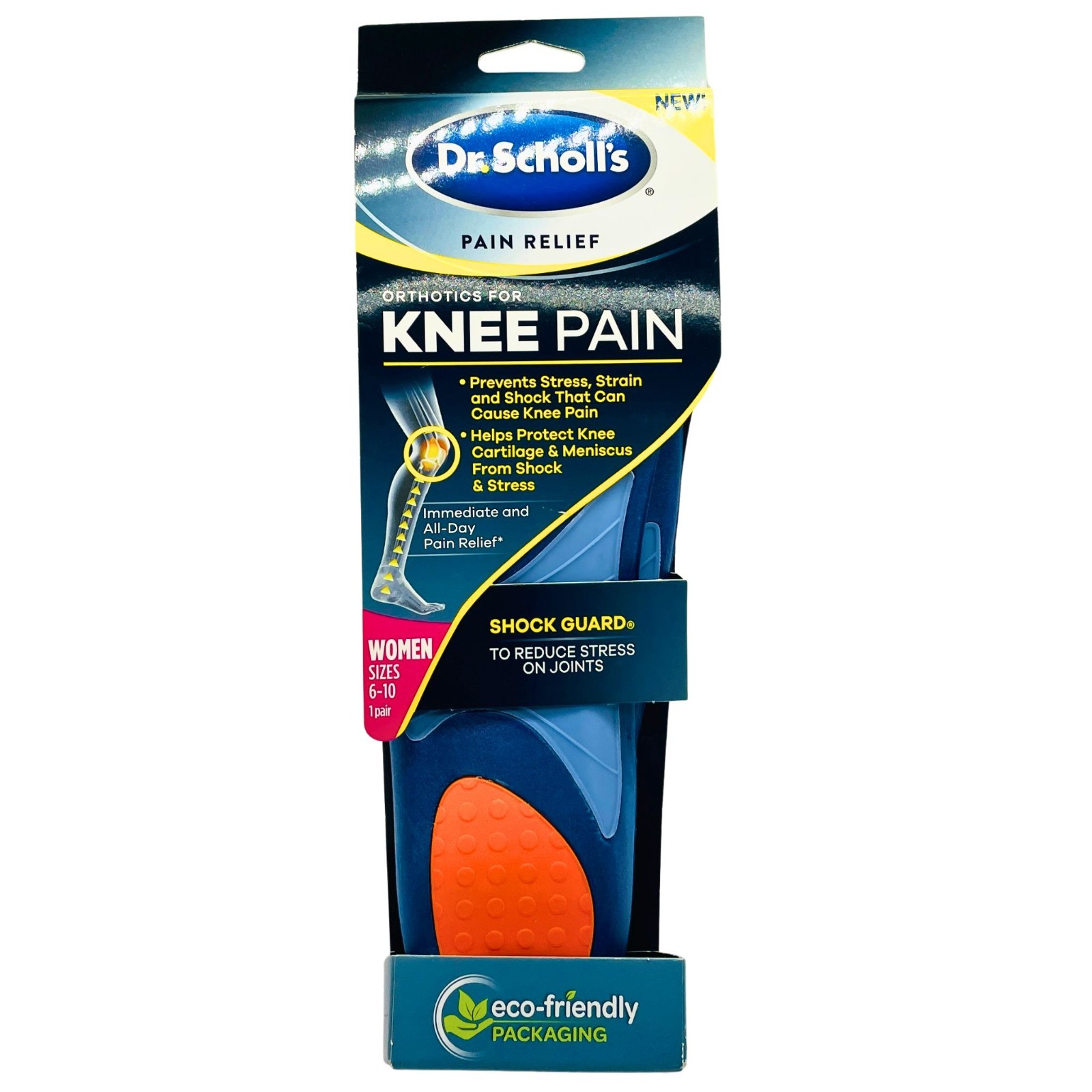 Dr. Scholl’s Knee Pain Orthotics Women’s Sizes 6–10 1 Pair New