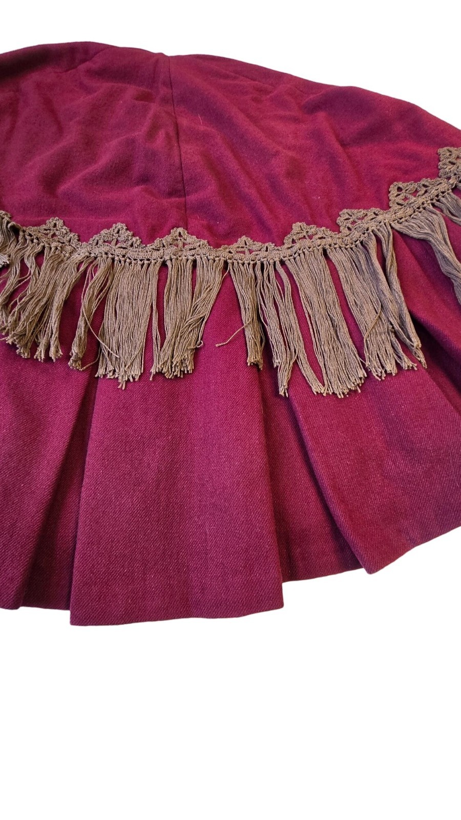 Victorian Burgundy Wool Capelet Fringe Cloak Steampunk Civil War Reenactment