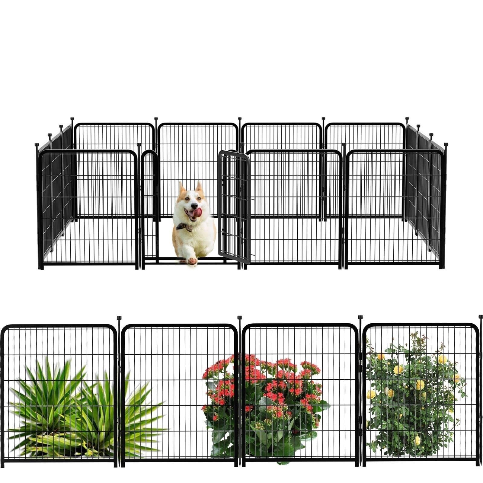 Dog Playpen 8/16 Panel Fence Indoor/Outdoor Metal Pet Puppy Exercise Pen Garden