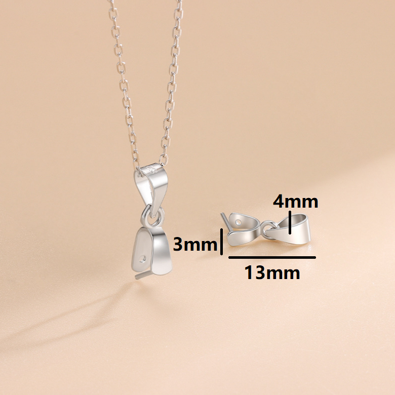 S925 Sterling Silver Pinch Bail Clip Pendant Clasp Connector Findings Gold Rose