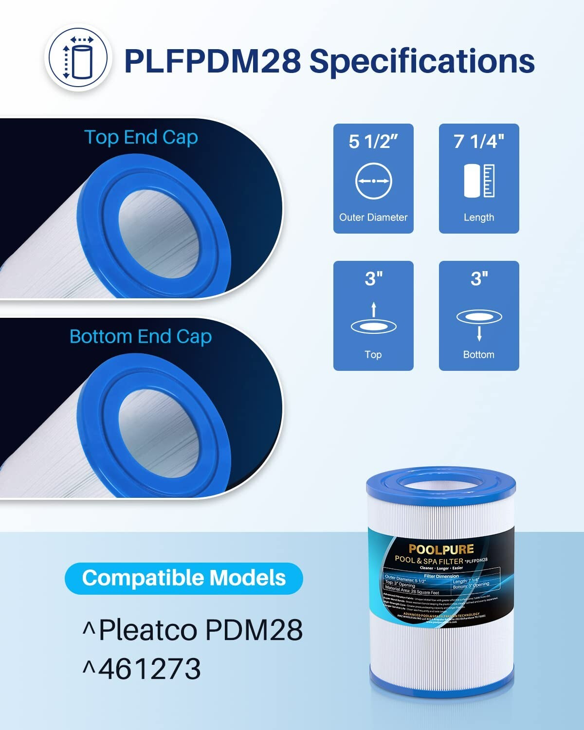 POOLPURE PDM28 Spa Filter Replaces Aquarest Dream Maker 461273 Hot Tub Filter, 2