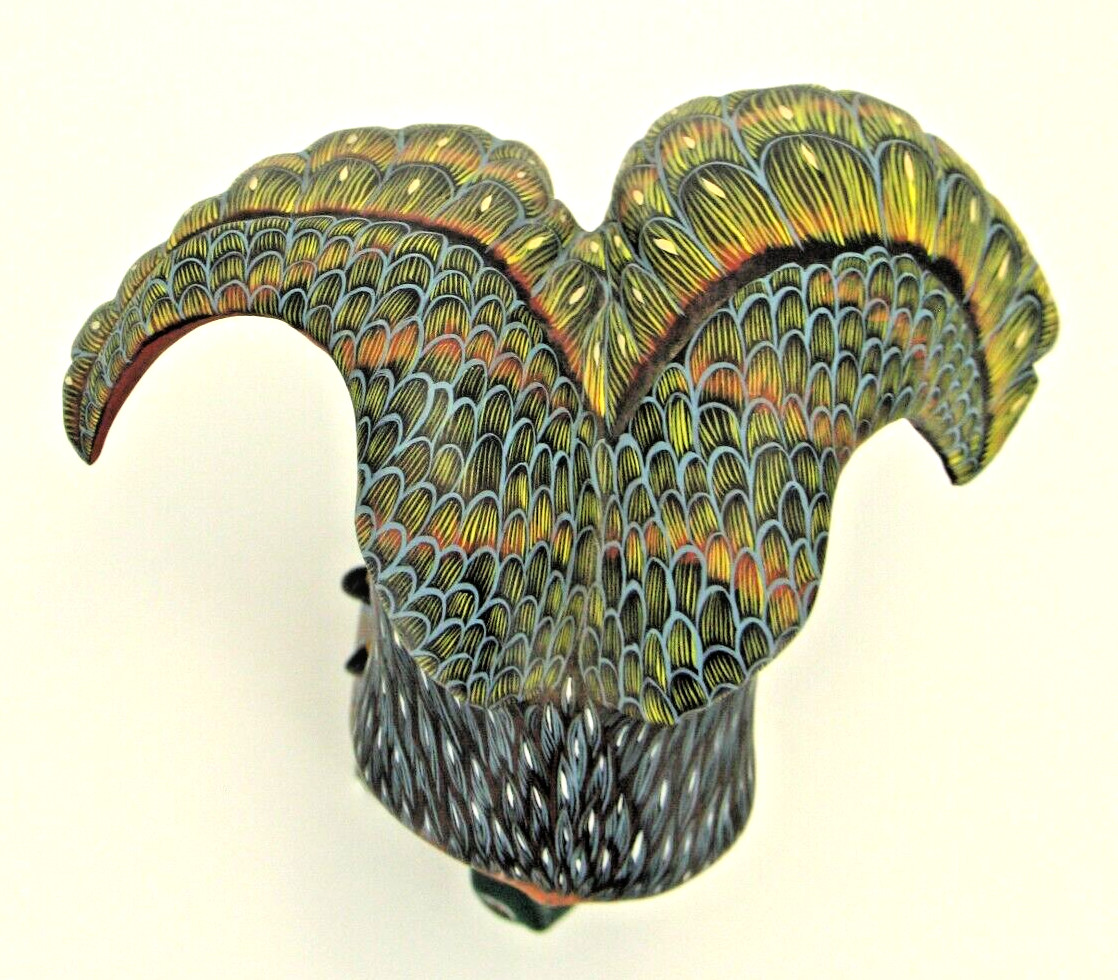 Oaxacan Wood Carving by Raul Ibanez "Owl on top of Tortoise" Mexican Folk Art