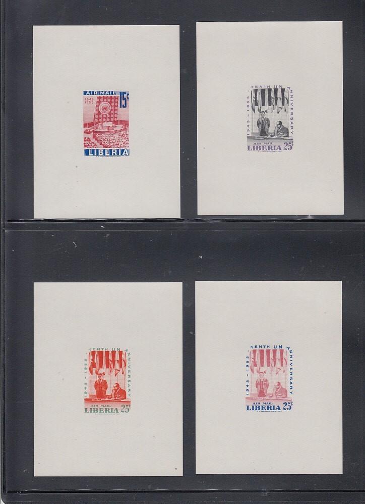Liberia # C93-96 MNH Imperf COLOR TRIAL Sheetlets UN 10th Anniversary