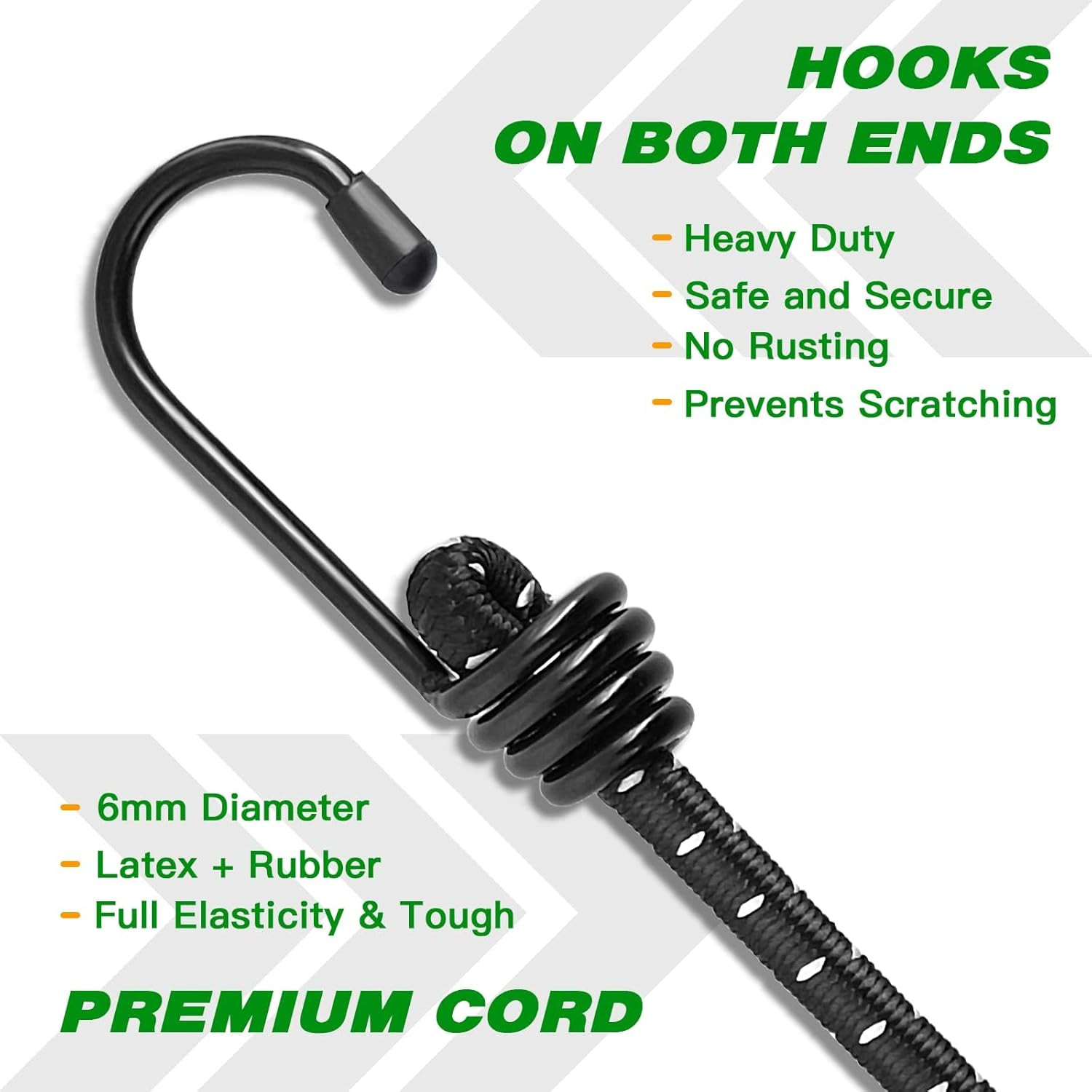 Bungee Cords with Hooks 12 Inch - Black Bungee Cords Heavy Duty Outdoor - Assort