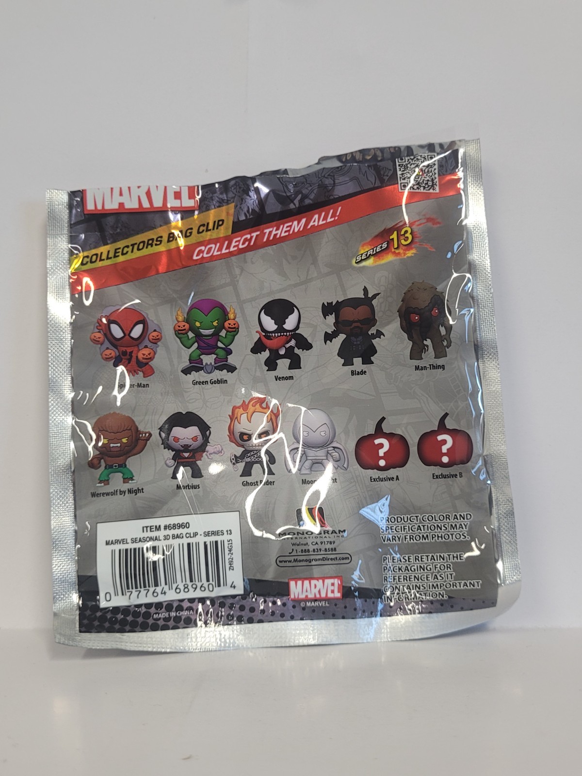 3D Foam Figural Key Chain Clip Monogram Blind Bag Marvel Series 13 Venom
