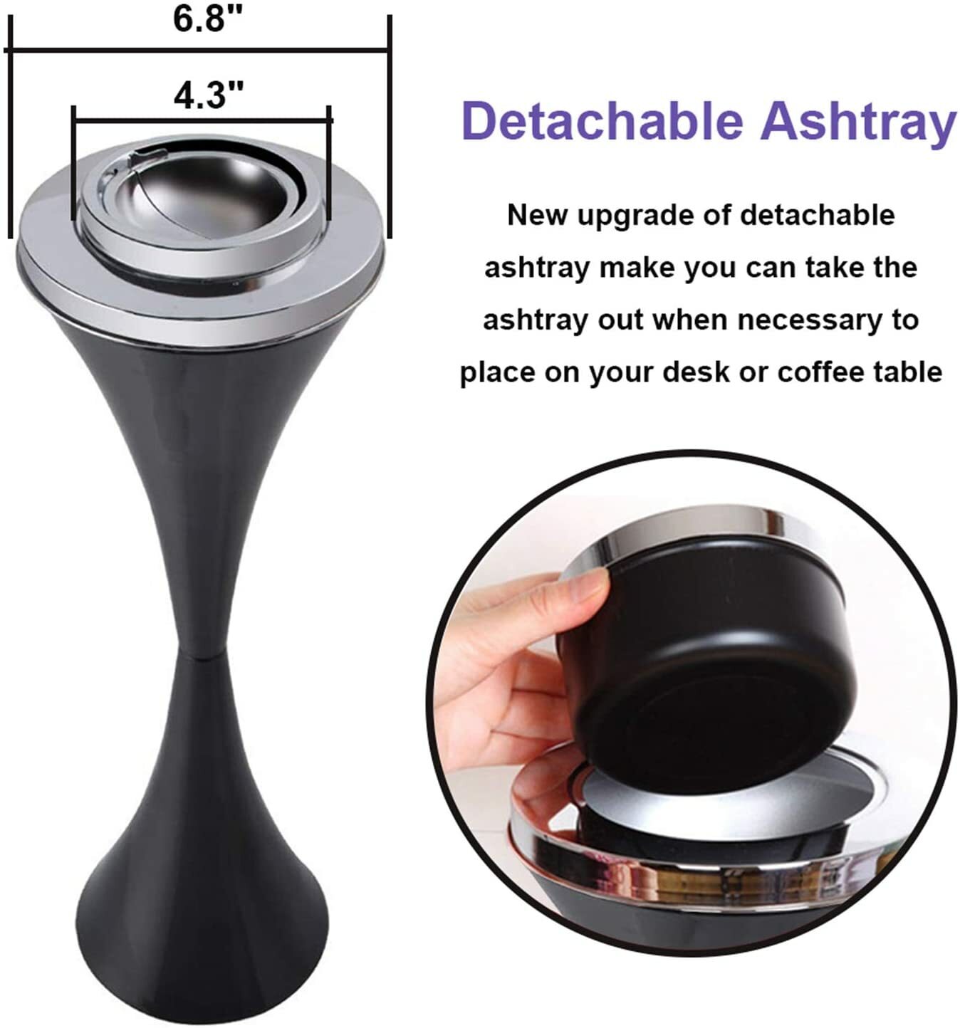 23" High Floor Standing Cigarette Ashtray with Lid Standing Ashtray In/Outdoor