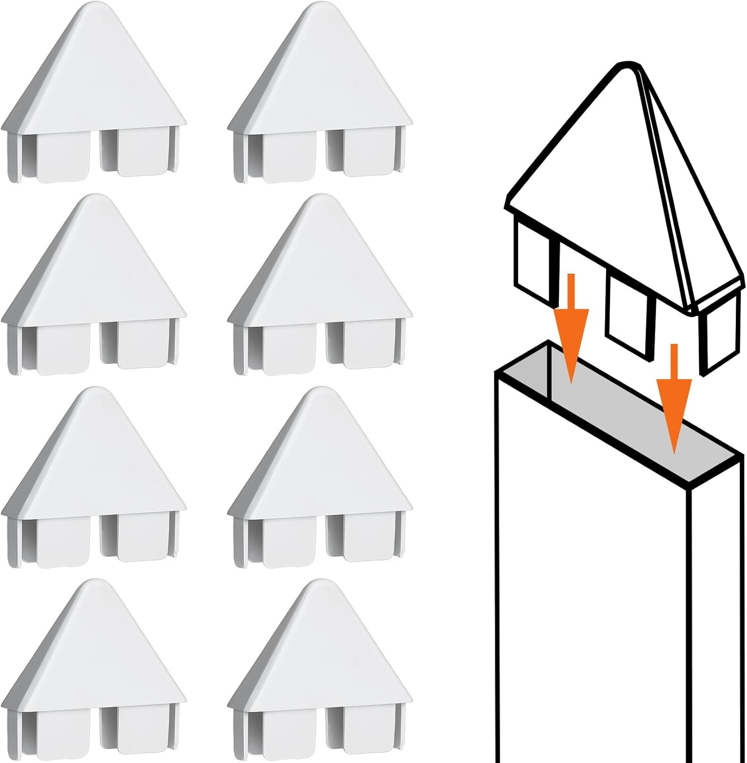 8 Packs Vinyl Picket Fence Caps 7/8" X 3" Vinyl Picket Fence Parts White Post Ca