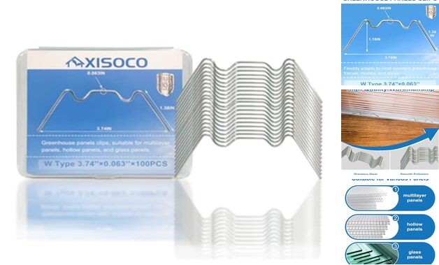 PCS Greenhouse Glazing Clips Stainless Steel Long 95mm/3.74IN W Type Clips 100