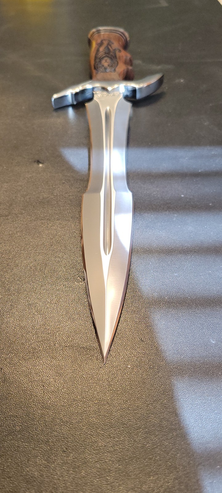 Impact Cutlery Custom D2 Steel Dagger Knife Engraved Rosewood Handle- 2402