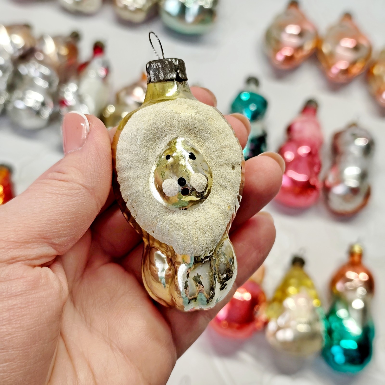 Vintage glass Christmas Ornament character animal decoration soviet USSR №728