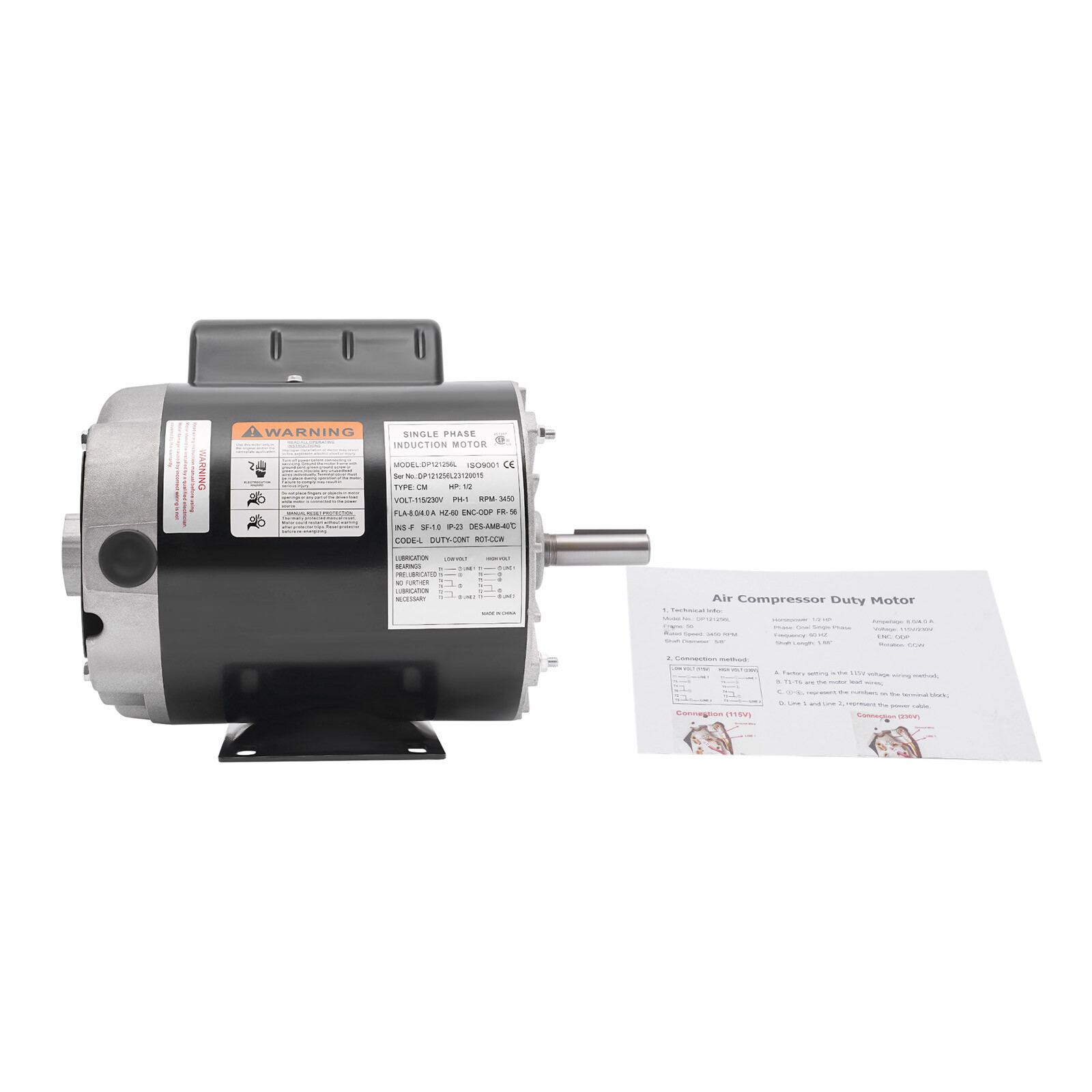 1/2HP 115/230V General Purpose Motor 3450RPM Electric Motor Single Phase New