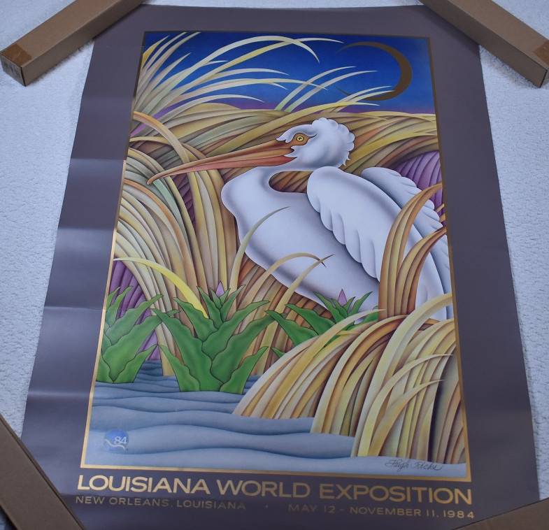 Rare Vintage Louisiana world exposition 1984 poster Hugh Ricks 18x26
