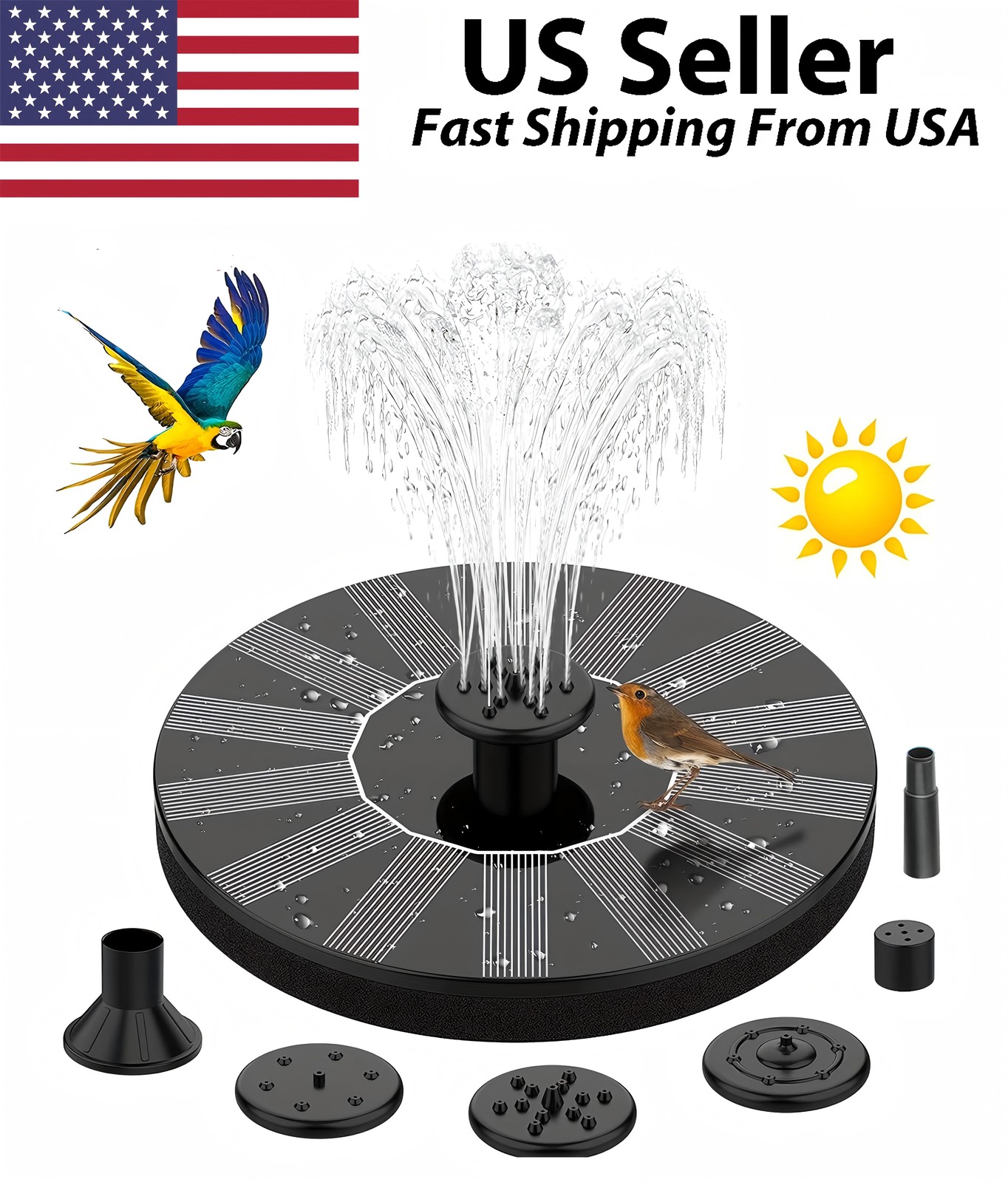 Solar Power Fountain Submersible Floating Water Pump Bird Bath Pond Garden Decor