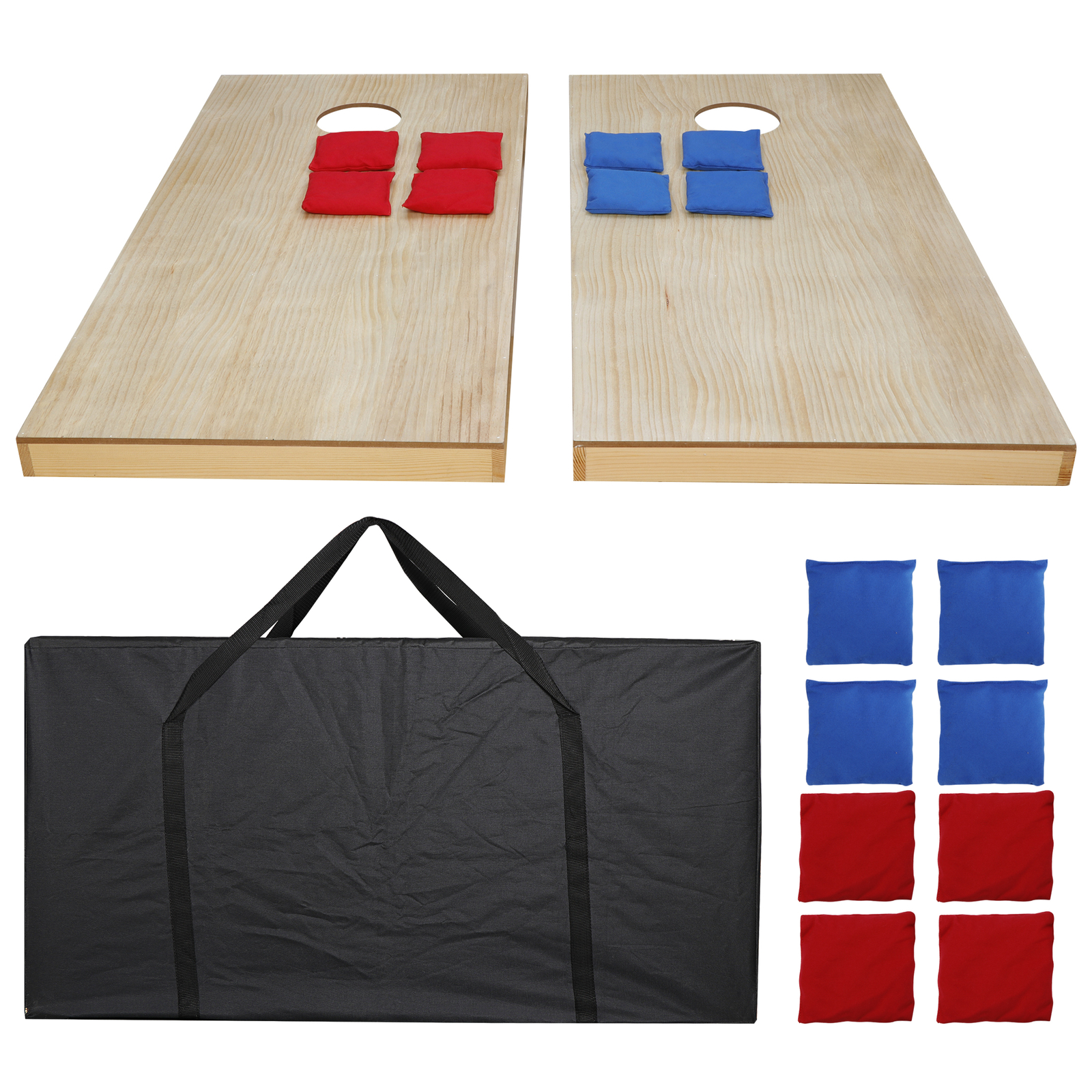 Cornhole Game Set 4x2FT Regulation Size Wood Cornhole Boards 8 Bean Bags w/ Case