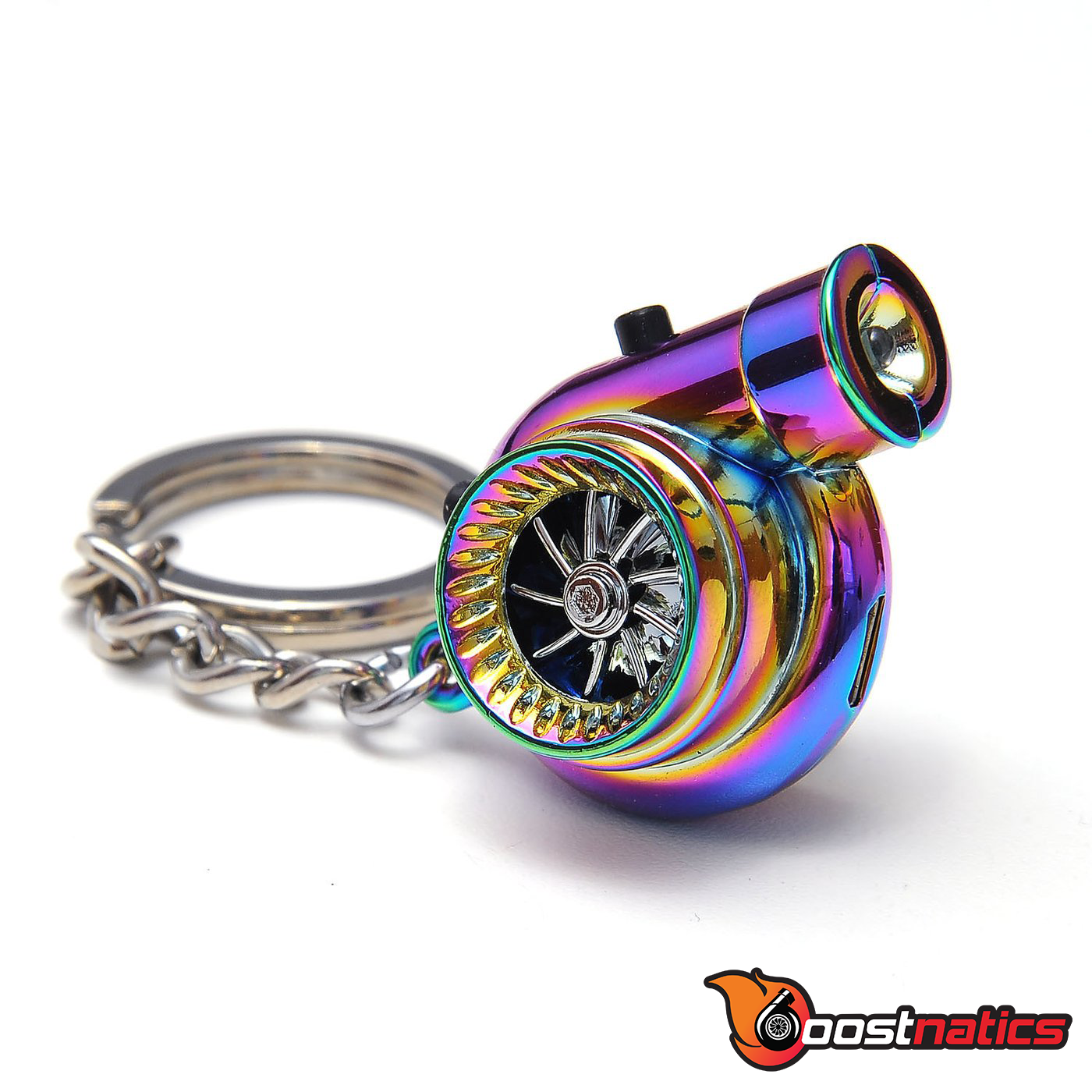 Boostnatics Rechargeable Electric Turbo Keychain Keyring w/ Sounds & LED - Neo