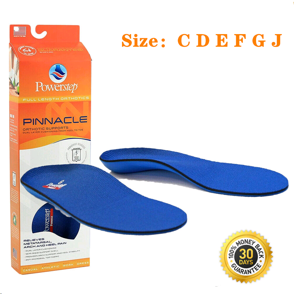 Powerstep Original Pinnacle Full-length Arch Support Insole Size B,C,D,E, F,G,H