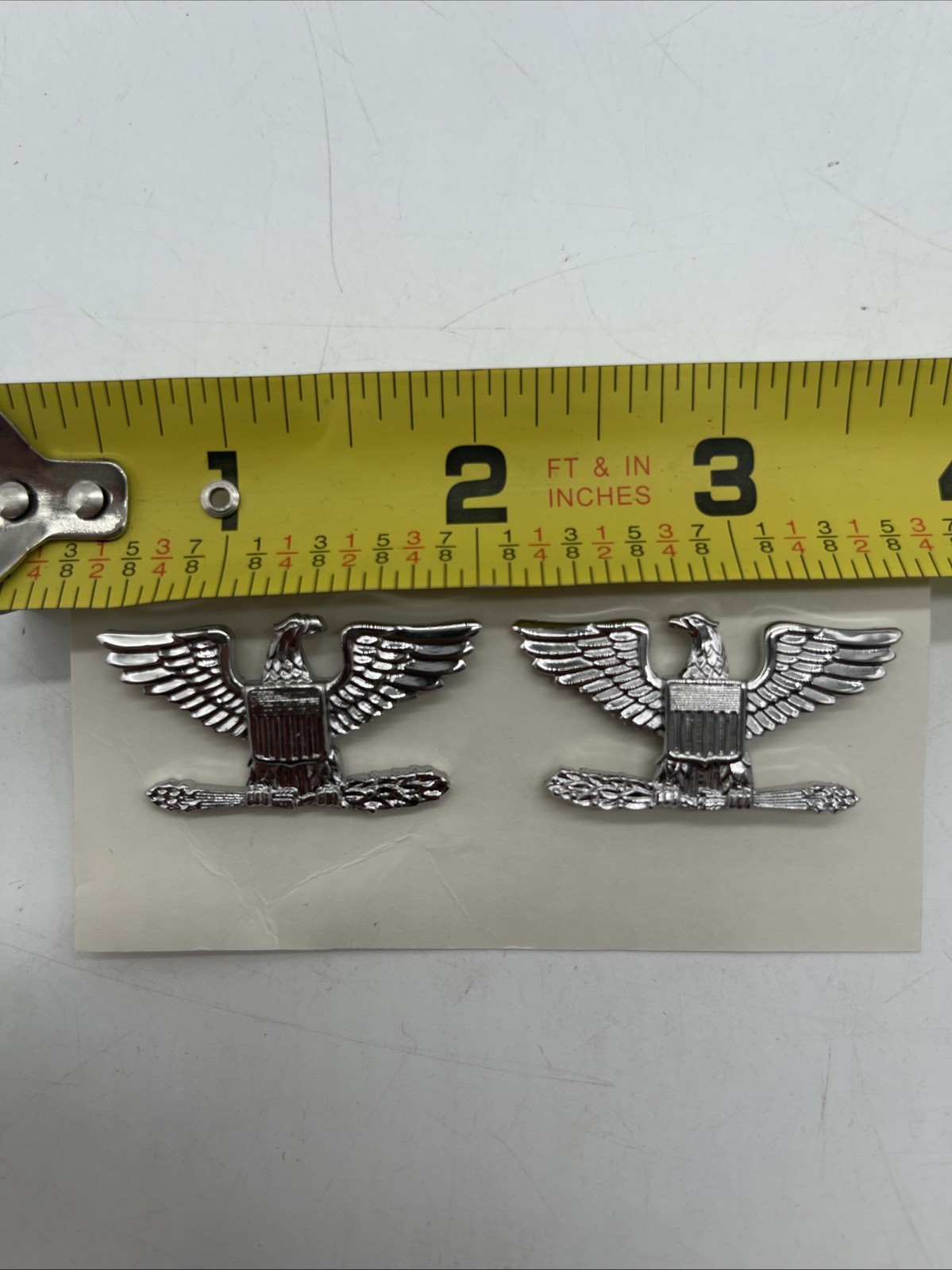 X2 U.S. Military Colonel Rank Eagle Right & Left Side Cap Pin Silver Tone Pair