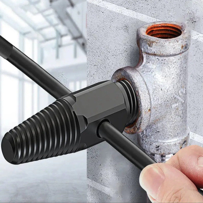 1 Set Double Head Screw Extractor: Pipe Valve Bolt Broken Remover Tool - NEW