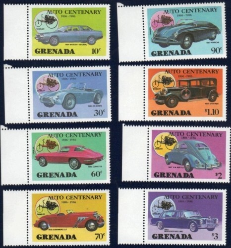 Grenada 1986 - Automobiles Cars - Set Of 8 Stamps - Scott #1431-8 - MNH
