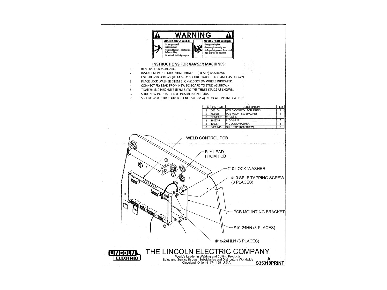 Lincoln OEM Weld Control PC Board Assembly 9SG5507-4 G5507-4