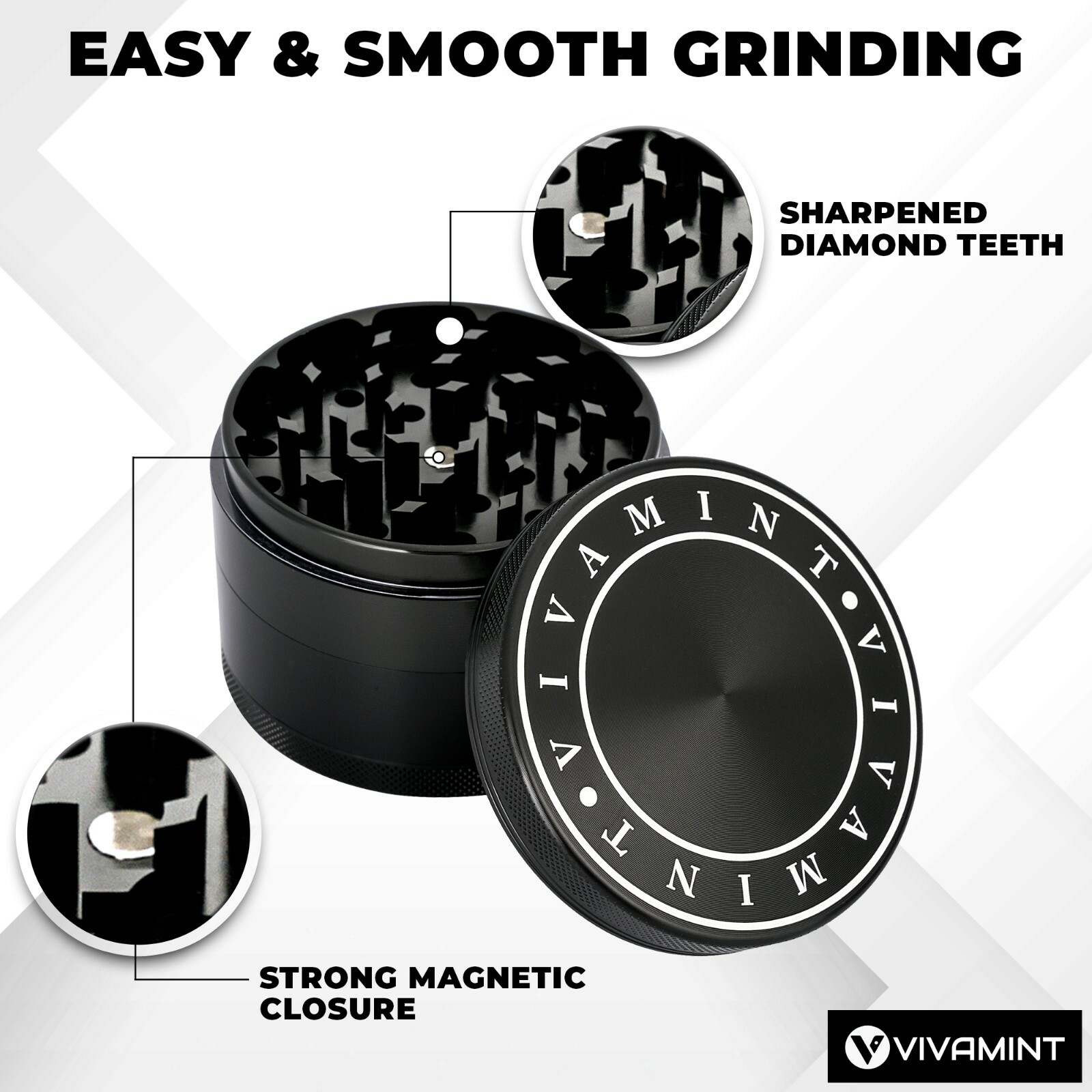 Herb Grinder - Large 3" inch, Plus Smell Proof Storage-FREE SHIPPING & RETURN