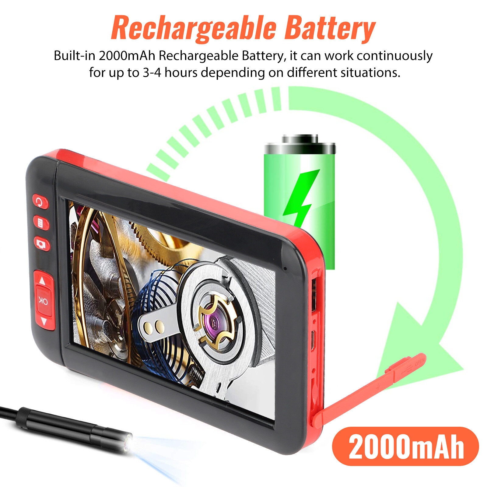 Industrial Endoscope 1080P HD 4.3'' LED Screen Borescope Inspection Snake Camera