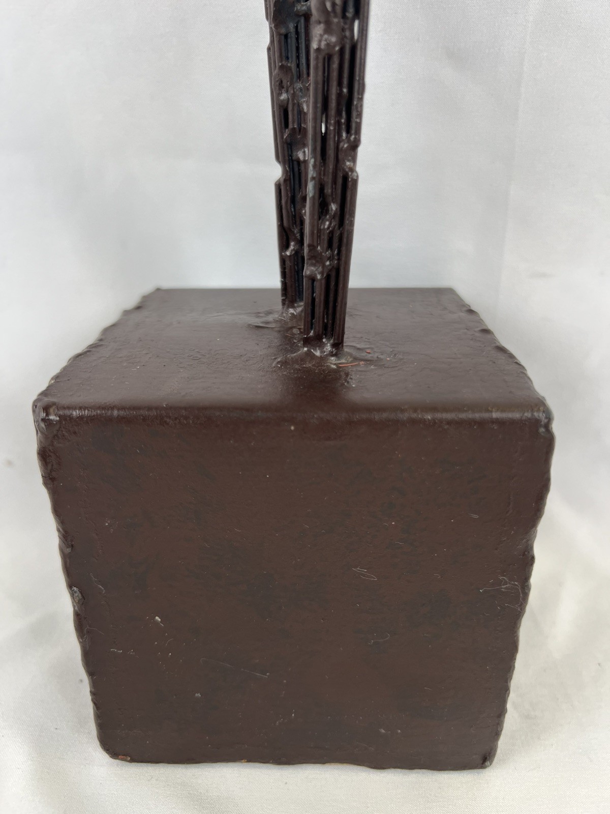 Brutalist Male Welded Nail Art Sculpture Modernist Metal 27” Giacometti Style