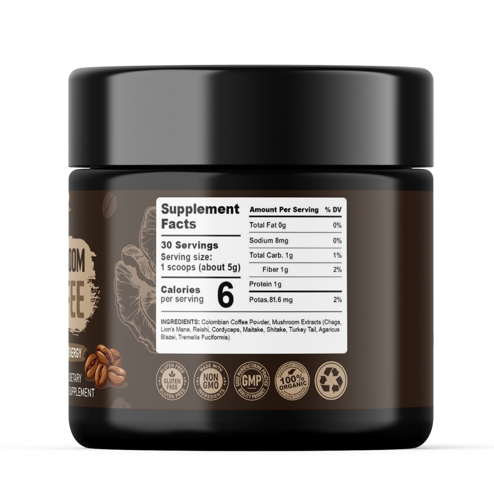 Organic Mushroom Coffee 9 Adaptogenic Mushroom 150g 30 Servings