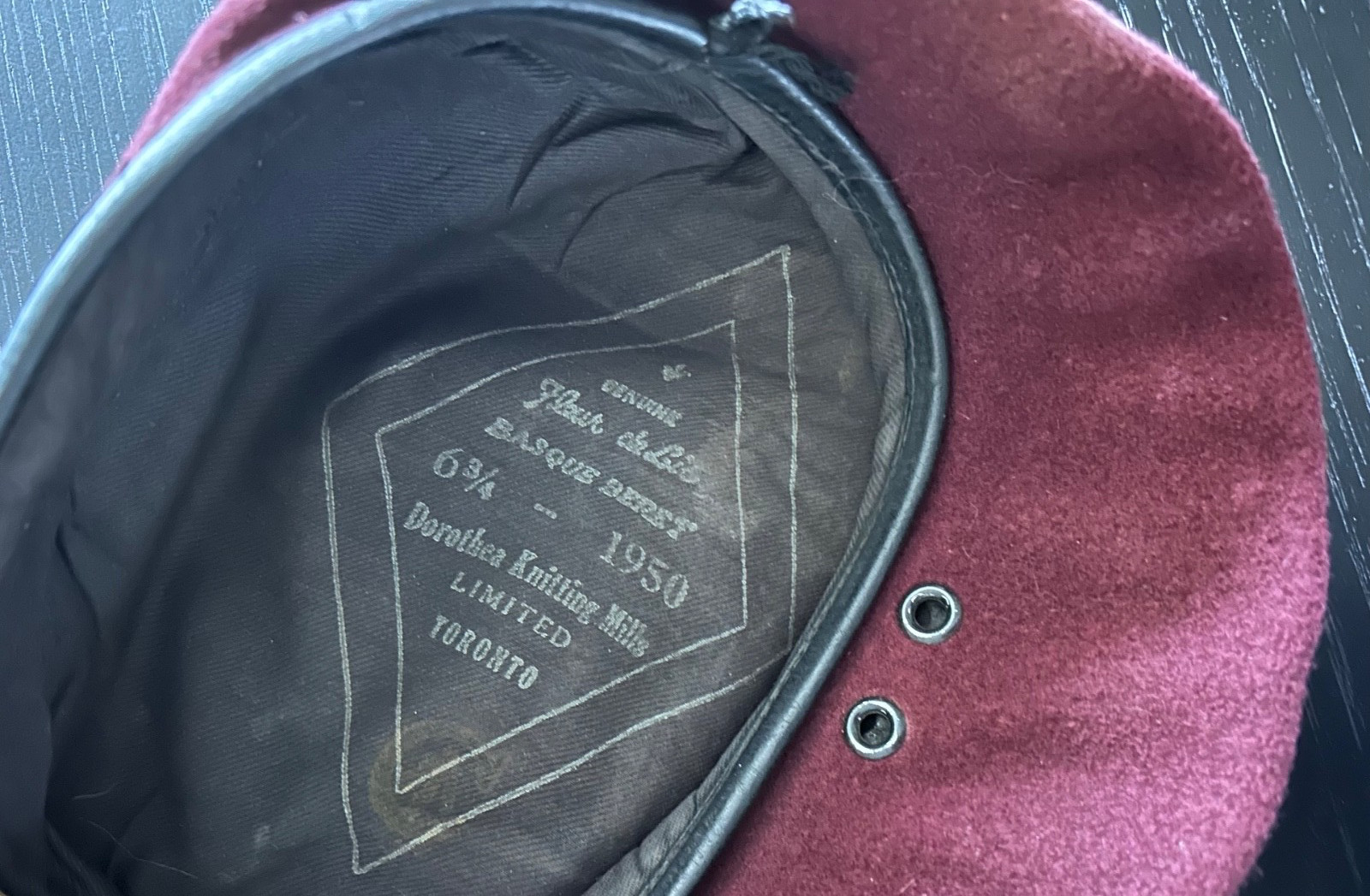 Canadian Airborne Dorothea Knitting Mills Limited Toronto 1950 Dated Beret