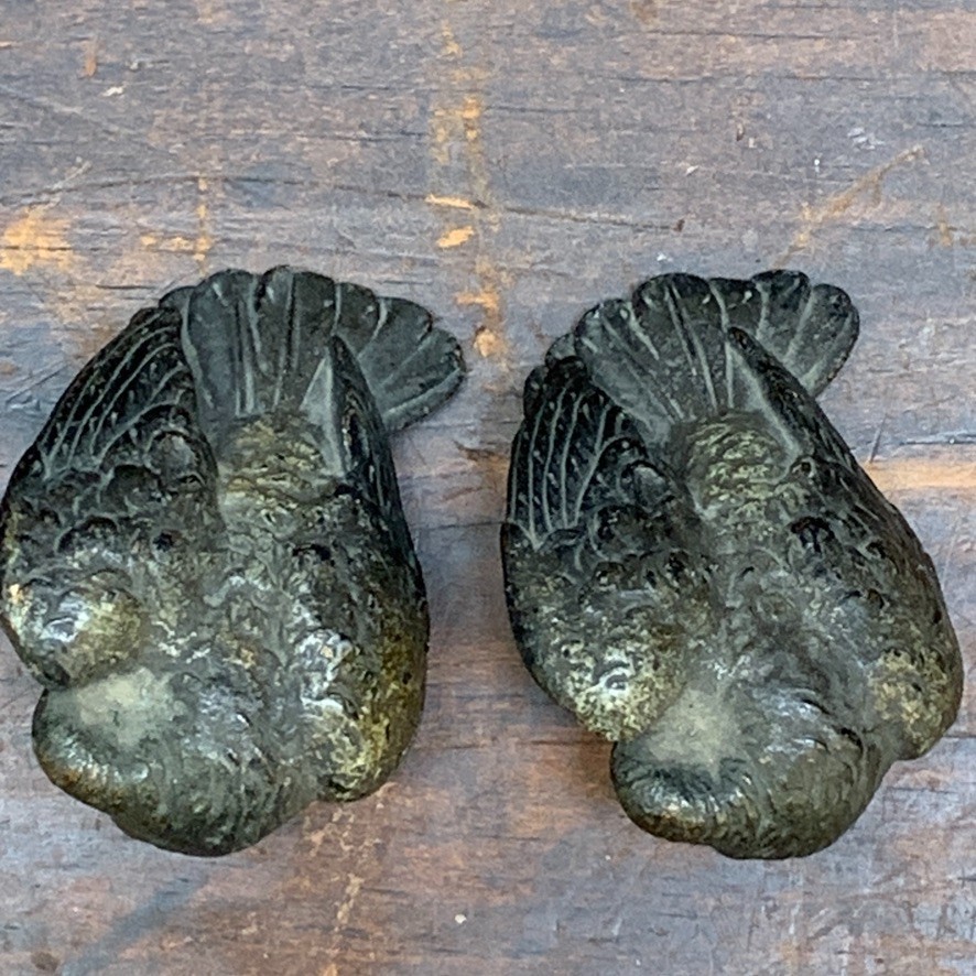 2 Lot Antique Vienna Austrian Cold Painted Bronze Pigeon Bird Figurine Preening