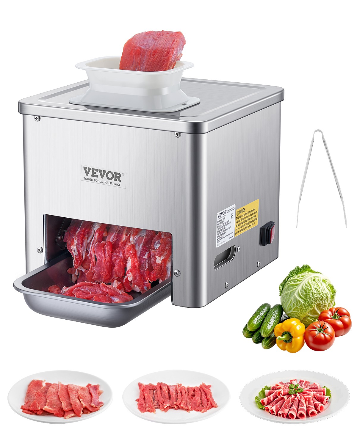 VEVOR Electric Meat Cutter 550W 3.5m Commercial Meat Slicer Cutting Machine