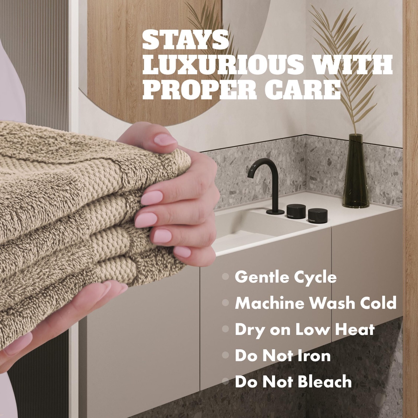 Hand Towels Cotton - Soft & Absorbent - 16x27 Inch - 12 Pack - Taupe Wealuxe