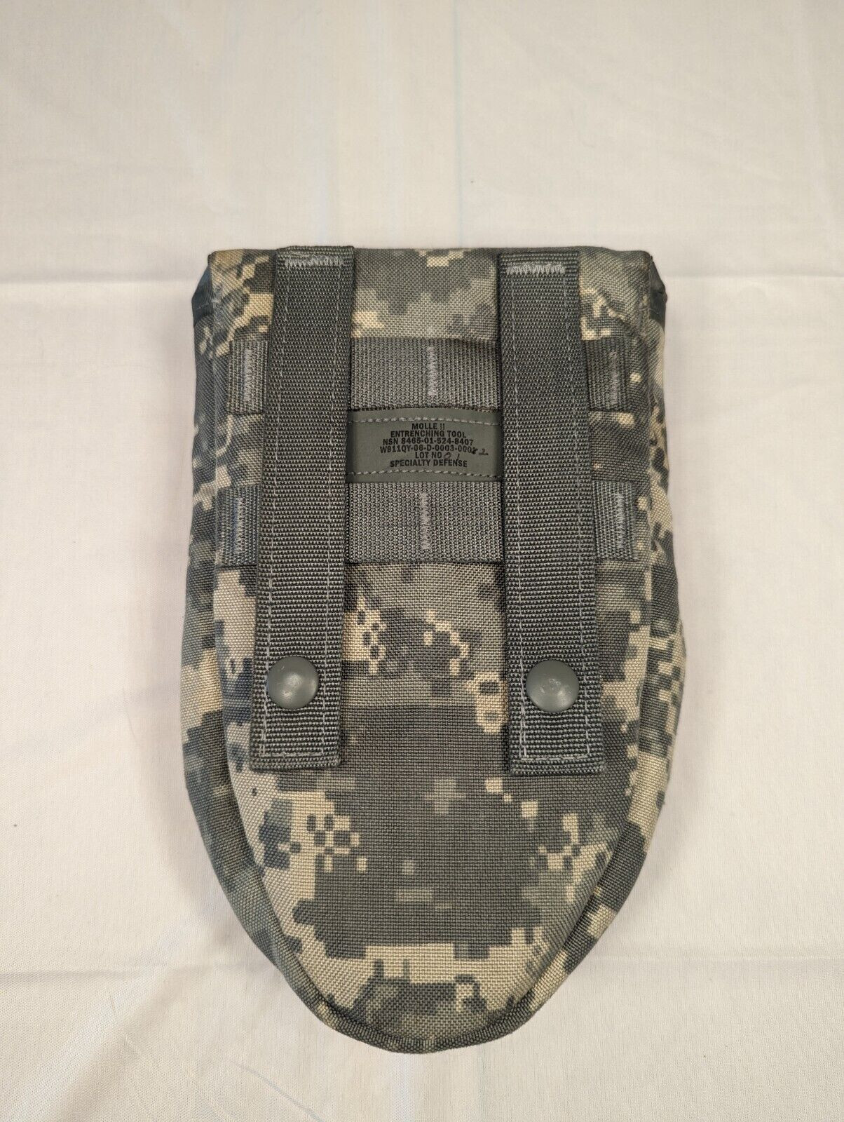 USED USGI Digital MOLLE II Entrenching Tool, E-Tool Carrier Pouch ACU Camo GC