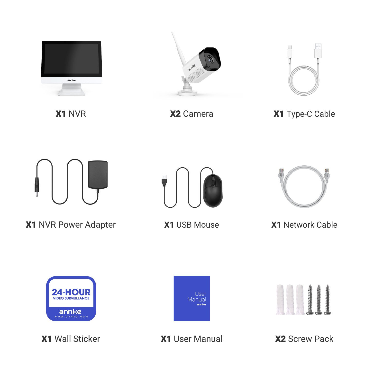 ANNKE 4K 10CH 12” Monitor Wireless 8MP WIFI Security Camera System Two Way Audio