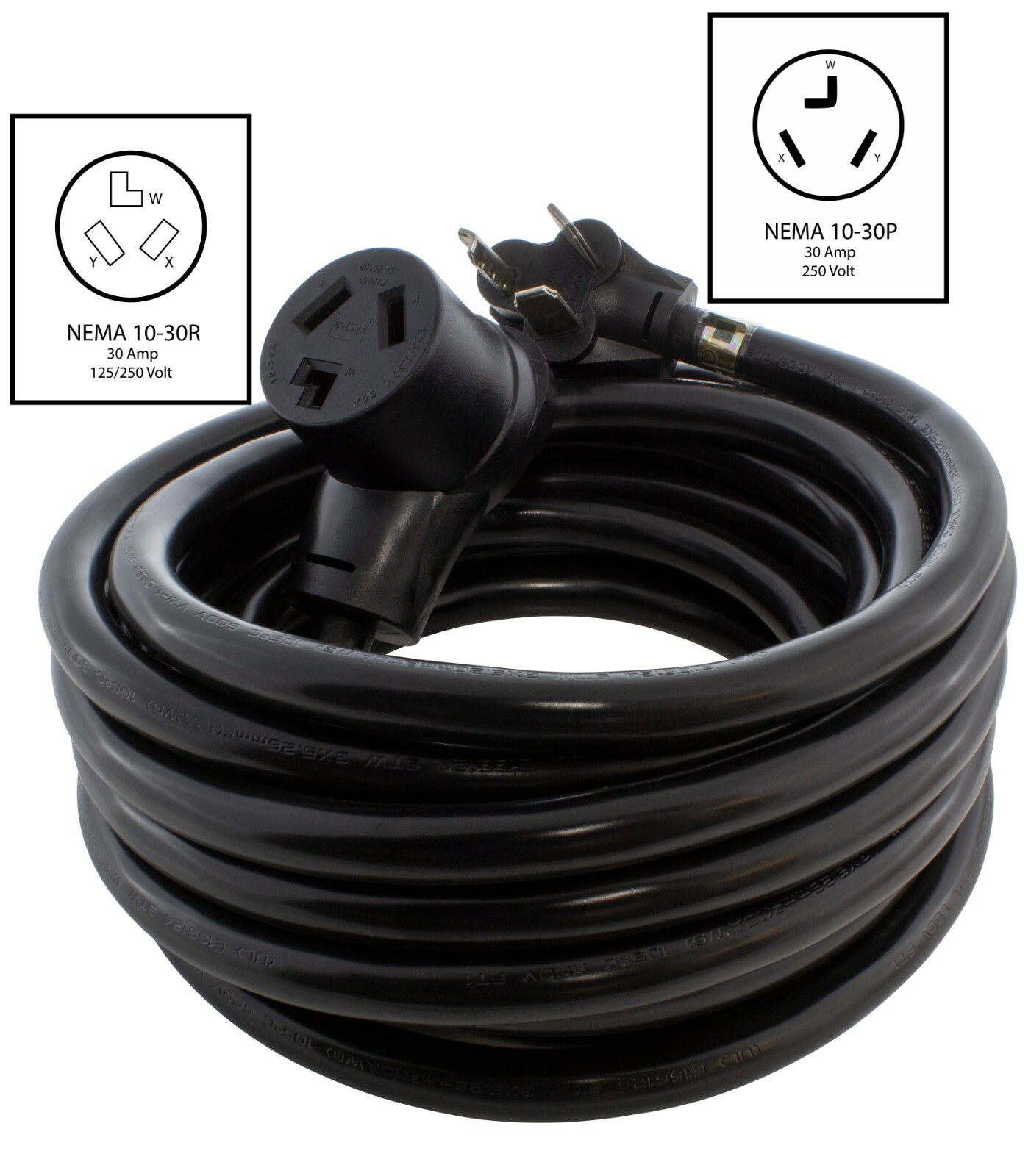 10ft STW 30A 250V NEMA 10-30 3-Prong Flexible Dryer Extension Cord by AC WORKS®