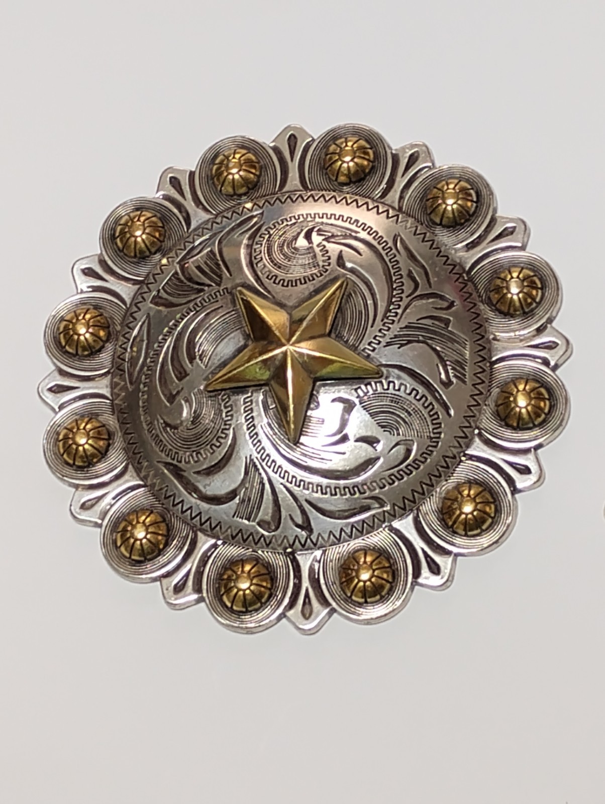 Large 4-1/2 inch Vintage Western Star Berry Concho with Chicago Screw Back #1